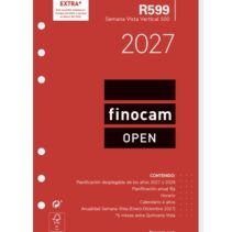 Finocam R599 Recambio para Agenda Open - Anual 2027 - Semana Vista Vertical - Formato 500 - 117x181mm - 6 Taladros - Papel de 80g/m2 - Color Blanco