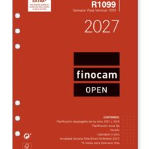 Finocam R1099 Recambio para Agenda Open - Anual 2027 - Semana Vista Vertical - Formato 1000 - 155x215mm - 6 Taladros - Papel de 80g/m2 - Color Blanco