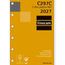 Finocam C297C Recambio para Agenda Classic en Catalan - Anual 2027 - 2 Dias por Pagina - Formato 602 - 73x114mm - 6 Taladros - Papel de 70g/m2 - Esquinas Microperforadas - Color Blanco