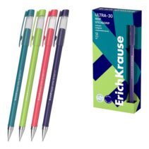 ErichKrause ULTRA-30 Stick and Grip Reef Boligrafo con Capuchon - Modelos Surtidos - Trazo 0.26mm - Zona de Agarre de Goma - Tinta de Baja Viscosidad - Tapa Ventilada - Color Azul