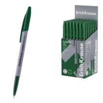 ErichKrause Slender Stick Grey Boligrafo con Capuchon - Punta de Aguja 0.7mm - Cuerpo Opaco Gris - Trazo 0.26mm - Tinta de Baja Viscosidad - Tapa Ventilada - Color Verde