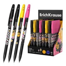 ErichKrause R-301 Stick Positive Vibe Expositor con 48 Boligrafos con Capuchon - Modelos Surtidos - Trazo 0.35mm - Tinta de Secado Rapido - Tapa Ventilada - Color Azul