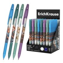 ErichKrause R-301 Stick Magic Pet Expositor con 48 Boligrafos con Capuchon - Modelos Surtidos - Trazo 0.35mm - Tinta de Secado Rapido - Tapa Ventilada - Color Azul