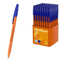 ErichKrause R-301 Stick Orange Boligrafo con Capuchon - Punta de 0.7mm - Cuerpo Opaco Naranja - Trazo 0.35mm - Tinta de Secado Rapido - Tapa Ventilada - Color Azul