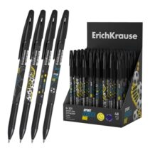 ErichKrause R-301 Stick and Grip Sport DNA Expositor con 48 Boligrafos con Capuchon - Modelos Surtidos - Trazo 0.35mm - Zona de Agarre de Goma - Tinta de Secado Rapido - Tapa Ventilada - Color Azul