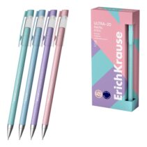 ErichKrause ULTRA-20 Stick Pastel Boligrafo con Capuchon - Modelos Surtidos - Trazo 0.26mm - Tinta de Baja Viscosidad - Tapa Ventilada - Color Azul
