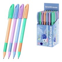 ErichKrause U-109 Stick and Grip Pastel Bloom Boligrafo con Capuchon - Modelos Surtidos - Trazo 0.3mm - Zona de Agarre de Goma - Tinta de Baja Viscosidad - Tapa Ventilada - Color Azul