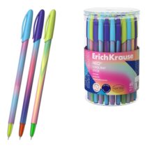 ErichKrause Neo Stick Cool Ray Boligrafo con Capuchon - Modelos Surtidos - Trazo 0.26mm - Tinta de Baja Viscosidad - Tapa Ventilada - Color Azul