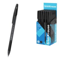ErichKrause R-301 Stick and Grip Original Boligrafo con Capuchon - Punta de 1.0mm - Cuerpo Transparente - Trazo 0.5mm - Zona de Agarre de Goma - Tinta de Secado Rapido - Tapa Ventilada - Color Negro
