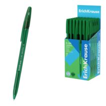ErichKrause R-301 Stick Original Boligrafo con Capuchon - Punta de 1.0mm - Cuerpo Transparente - Trazo 0.5mm - Tinta de Secado Rapido - Tapa Ventilada - Color Verde