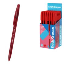 ErichKrause R-301 Stick Original Boligrafo con Capuchon - Punta de 1.0mm - Cuerpo Transparente - Trazo 0.5mm - Tinta de Secado Rapido - Tapa Ventilada - Color Rojo