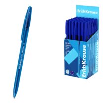 ErichKrause R-301 Stick Original Boligrafo con Capuchon - Punta de 1.0mm - Cuerpo Transparente - Trazo 0.5mm - Tinta de Secado Rapido - Tapa Ventilada - Color Azul