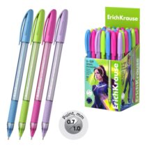 ErichKrause U-109 Stick and Grip Spring Boligrafo con Capuchon - Modelos Surtidos - Trazo 0.3mm - Zona de Agarre de Goma - Tinta de Baja Viscosidad - Tapa Ventilada - Color Azul