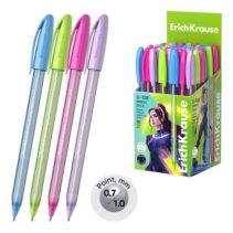 ErichKrause U-108 Stick Spring Boligrafo con Capuchon - Modelos Surtidos - Trazo 0.26mm - Tinta de Baja Viscosidad - Tapa Ventilada - Color Azul