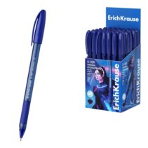 ErichKrause U-109 Stick and Grip Original Boligrafo con Capuchon - Punta de 1.0mm - Cuerpo Transparente - Trazo 0.3mm - Zona de Agarre de Goma - Tinta de Baja Viscosidad - Tapa Ventilada - Color Azul