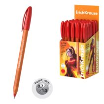 ErichKrause U-108 Stick Orange Boligrafo con Capuchon - Punta de 0.7mm - Cuerpo Opaco Naranja - Trazo 0.26mm - Tinta de Baja Viscosidad - Tapa Ventilada - Color Rojo
