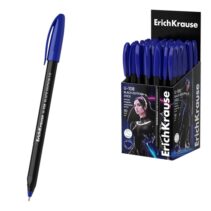 ErichKrause U-108 Stick Black Edition Boligrafo con Capuchon - Punta de 1.0mm - Cuerpo Opaco Negro - Trazo 0.3mm - Tinta de Baja Viscosidad - Tapa Ventilada - Color Azul