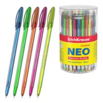 ErichKrause Neo Stick Cocktail Boligrafo con Capuchon - Modelos Surtidos - Trazo 0.26mm - Tinta de Baja Viscosidad - Color Azul