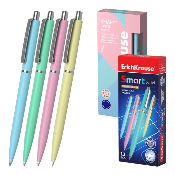 ErichKrause Smart Matic Pastel Boligrafo Retractil - Modelos Surtidos - Trazo 0.35mm - Color Azul