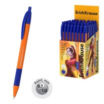 ErichKrause U-209 Matic and Grip Orange Boligrafo Retractil - Punta de 0.7mm - Cuerpo Opaco Naranja - Trazo 0.26mm - Zona de Agarre de Goma - Color Azul