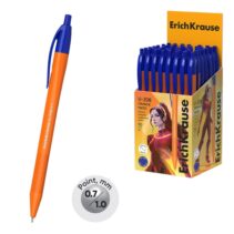 ErichKrause U-208 Matic Orange Boligrafo Retractil - Punta de 0.7mm - Cuerpo Opaco Naranja - Trazo 0.26mm - Color Azul