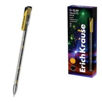 ErichKrause G-Slim Stick Galactic Boligrafo con Capuchon - Punta de 0.5mm - Trazo 0.4mm - Tinta de Gel - Resistente al Agua - Secado Rapido - Tapa Ventilada - Color Negro