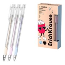 ErichKrause G-Vision Stick and Grip Yummy Boligrafo con Capuchon - Modelos Surtidos - Trazo 0.4mm - Tinta de Gel - Resistente al Agua - Agarre de Goma - Secado Rapido - Tapa Ventilada - Color Negro