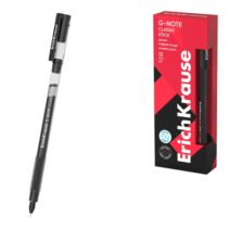 ErichKrause G-Note Stick Classic Boligrafo con Capuchon - Punta de 0.5mm - Trazo 0.4mm - Tinta de Gel - Resistente al Agua - Secado Rapido - Tapa Ventilada - Color Negro