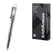 ErichKrause Crystal Stick Classic Boligrafo con Capuchon - Punta de 0.5mm - Trazo 0.4mm - Tinta de Gel - Resistente al Agua - Secado Rapido - Color Negro