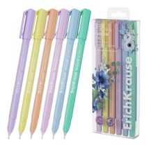 ErichKrause Paradise Stick Pastel Bloom Pack de 6 Boligrafos con Capuchon - Punta de 0.5mm - Trazo 0.4mm - Tapa Ventilada - Colores Surtidos