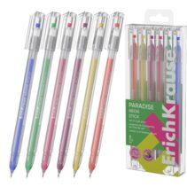 ErichKrause Paradise Stick Neon Pack de 6 Boligrafos con Capuchon - Punta de 0.6mm - Cuerpo Transparente - Trazo 0.5mm - Tinta de Secado Rapido - Tapa Ventilada - Colores Surtidos