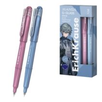 ErichKrause G-Glass Stick Manga Boligrafo con Capuchon - Modelos Surtidos - Trazo 0.4mm - Tinta de Gel - Resistente al Agua - Secado Rapido - Tapa Ventilada - Color Azul