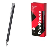 ErichKrause G-Reed Stick Classic Boligrafo con Capuchon - Punta de 0.38mm - Trazo 0.25mm - Tinta de Gel - Resistente al Agua - Secado Rapido - Tapa Ventilada - Color Negro