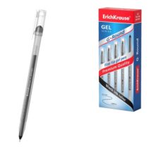 ErichKrause G-Round Stick Classic Boligrafo con Capuchon - Punta de 0.5mm - Trazo 0.3mm - Tinta de Gel - Resistente al Agua - Secado Rapido - Color Negro