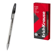 ErichKrause R-301 Gel Stick Classic Pack de 12 Boligrafos con Capuchon - Punta de 0.5mm - Trazo 0.4mm - Tinta de Gel - Resistente al Agua - Secado Rapido - Color Negro