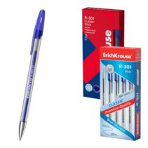 ErichKrause R-301 Gel Stick Classic Pack de 12 Boligrafos con Capuchon - Punta de 0.5mm - Trazo 0.4mm - Tinta de Gel - Resistente al Agua - Secado Rapido - Color Azul