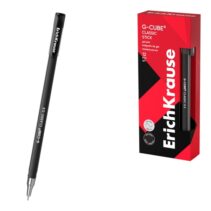 ErichKrause G-Cube Stick Classic Boligrafo con Capuchon - Punta de 0.5mm - Trazo 0.4mm - Tinta de Gel - Resistente al Agua - Secado Rapido - Color Negro