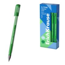 ErichKrause G-Tone Stick Original Boligrafo con Capuchon - Punta de 0.5mm - Trazo 0.4mm - Tinta de Gel - Resistente al Agua - Secado Rapido - Tapa Ventilada - Color Verde