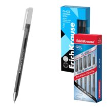 ErichKrause G-Ice Stick Original Boligrafo con Capuchon - Punta de 0.5mm - Trazo 0.4mm - Tinta de Gel - Resistente al Agua - Secado Rapido - Tapa Ventilada - Color Negro