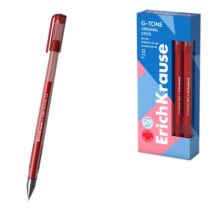 ErichKrause G-Tone Stick Original Boligrafo con Capuchon - Punta de 0.5mm - Trazo 0.4mm - Tinta de Gel - Resistente al Agua - Secado Rapido - Tapa Ventilada - Color Rojo