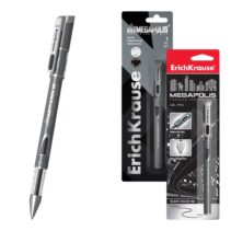 ErichKrause Megapolis Boligrafo con Capuchon - Punta de 0.5mm - Trazo 0.35mm - Tinta de Gel - Resistente al Agua - Secado Rapido - Color Negro