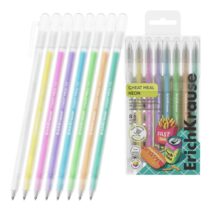 ErichKrause Cheat Meal Pack de 8 Boligrafos con Capuchon - Punta de 1.0mm - Trazo 1mm - Tinta de Gel - Resistente al Agua - Secado Rapido - Colores Surtidos