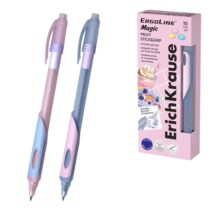 ErichKrause ErgoLine Magic Stick and Grip Milky Boligrafo Borrable - Modelos Surtidos - Trazo 0.4mm - Tinta de Gel - Resistente al Agua - Zona de Agarre de Goma - Color Azul