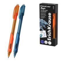 ErichKrause ErgoLine Magic Stick and Grip Techno Dino Boligrafo Borrable - Modelos Surtidos - Trazo 0.4mm - Tinta de Gel - Resistente al Agua - Zona de Agarre de Goma - Color Azul
