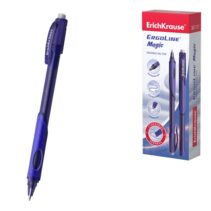 ErichKrause ErgoLine Magic Stick and Grip Boligrafo Borrable - Punta de 0.5mm - Trazo 0.4mm - Tinta de Gel - Resistente al Agua - Zona de Agarre de Goma - Color Azul