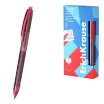 ErichKrause TipFlow Matic Original Boligrafo Retractil - Punta de 0.5mm - Cuerpo Transparente - Trazo 0.4mm - Color Rojo