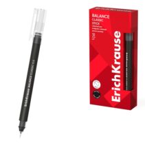 ErichKrause Balance Stick Classic Boligrafo con Capuchon - Punta de 0.5mm - Trazo 0.35mm - Tinta Libre con Regulador de Alimentacion - Color Negro