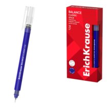 ErichKrause Balance Stick Classic Boligrafo con Capuchon - Punta de 0.5mm - Trazo 0.35mm - Tinta Libre con Regulador de Alimentacion - Color Azul