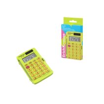 ErichKrause PC-103 Neon Calculadora de Bolsillo - Pantalla LCD de 8 Digitos - Presentado en Caja - Alimentacion Solar - Color Amarillo Neon