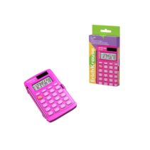 ErichKrause PC-103 Neon Calculadora de Bolsillo - Pantalla LCD de 8 Digitos - Presentado en Caja - Alimentacion Solar - Color Rosa Neon